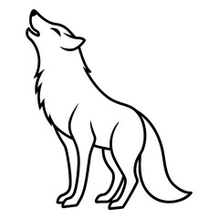 Minimalist Line Art Howling Wolf Vector Illustration Minimalist Howling Wolf Vector, Wolf Line Drawing, Elegant Wolf Outline
