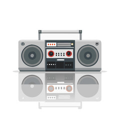 Fototapeta premium A Vintage Silver Boombox With A Large Speakers
