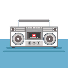 Obraz premium A Vintage Silver Boombox With A Large Speakers
