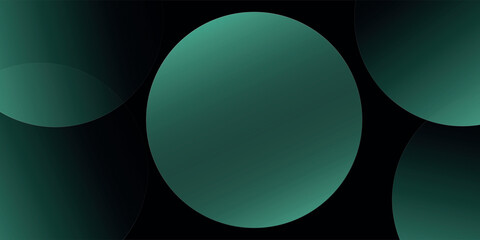Dark green background with overlapping circular shapes. The background is smooth and gradient, featuring green and black tones. Minimal abstract circles vector gradient background VECTOR EPS10