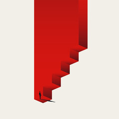 Business career growth steps vector concept. Symbol of challenge, corporate ladder, success. Minimal design eps10 illustration. © jozefmicic