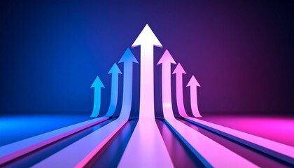 Growth and development represented by an upward arrow