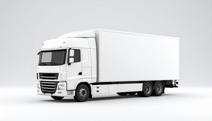 Naklejka premium High-quality image of a white delivery truck, ideal for logistics, transportation, and commercial use.