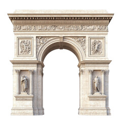 Triumphal Arch Classical Architecture Stone Sculpture Detail, isolated on a transparent background