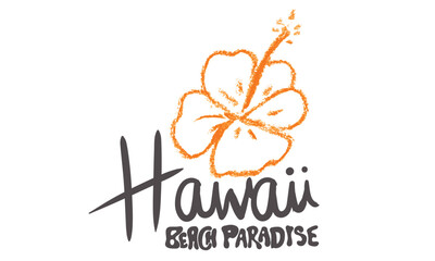 Hawaii hibiscus flower graphic design for apparel, stickers, posters, background and others. Summer flower artwork.