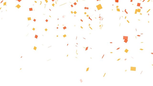 Falling yellow and orange confetti pieces on white background