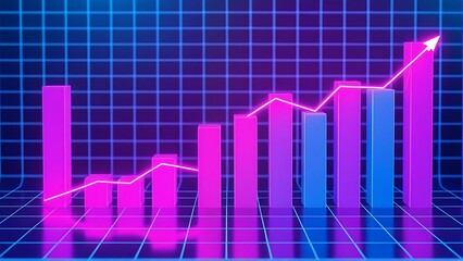 Fototapeta premium Neon Dreams: A vibrant upward trend, signifying growth and success.