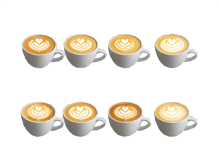 Cups of creamy delight showcasing intricate latte art designs at a cozy café during a bright afternoon Generative AI