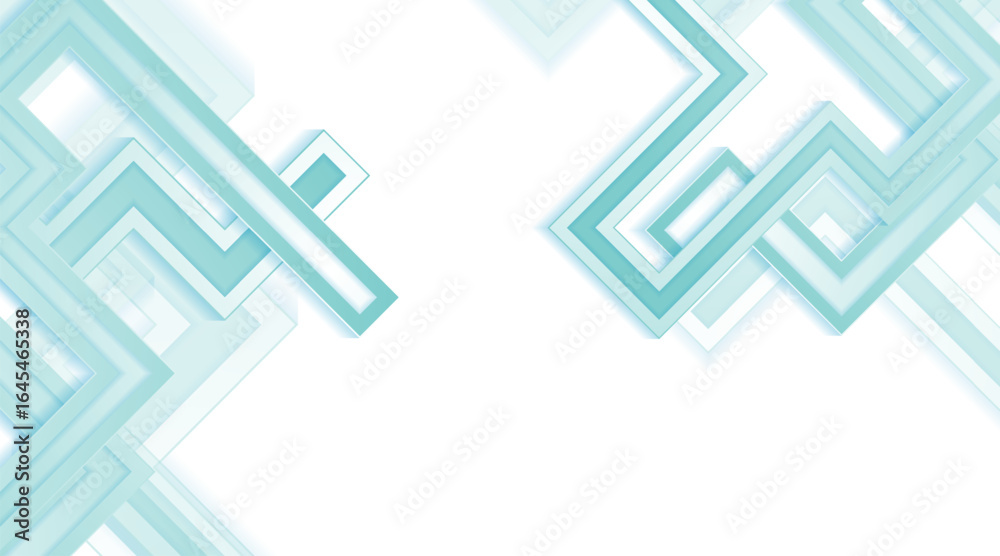 Wall mural light blue geometric layered curved stripe abstract tech background. vector design
