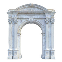 Elegant White Marble Archway Classical Architecture Design, isolated on a transparent background