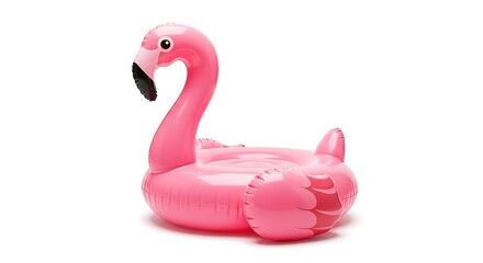 Inflatable Flamingo Pool Float on White Background