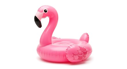 Inflatable Pink Flamingo Pool Float on White Background