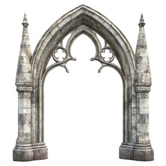 Gothic Archway Stone Entrance Medieval Architecture Design, isolated on a transparent background