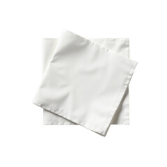 Fototapeta premium Two folded white napkins isolated on a transparent background for a clean minimalist aesthetic