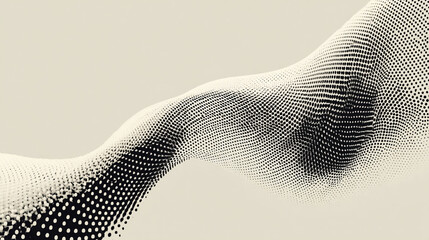 A minimalistic dot matrix creating a smooth halftone wave pattern, clean design on a neutral background