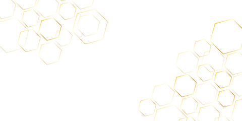 Geometric graphic hexagona golden background molecule and communication. Big data complex with compounds.