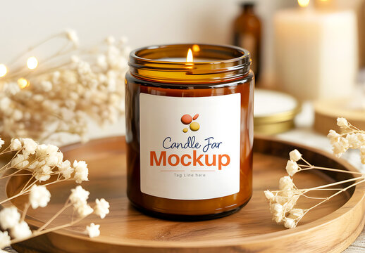 Realistic Candle Jar Mockup For Branding