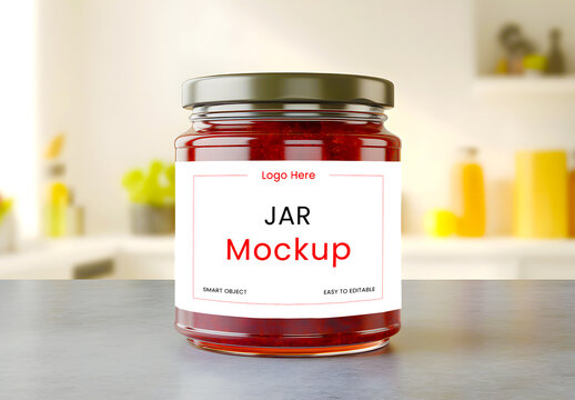 Realistic Glass Jar Mockup for Food Packaging