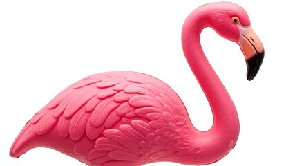 Fototapeta premium Pink Flamingo Lawn Ornament Isolated on White