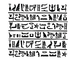 egyptian hieroglyphics pack set collection pack bundle black shape icon silhouette vector flat illustration design on white background