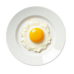 Fried Egg in plate on white and transparent background
