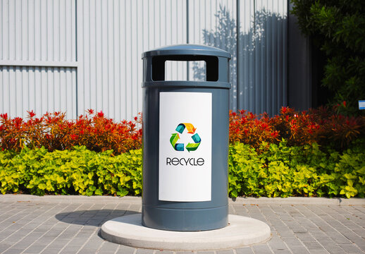 Street Recycling Bin Ad Mockup