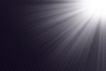 White sun rays on transparent background.Vector illustration.EPS 10.