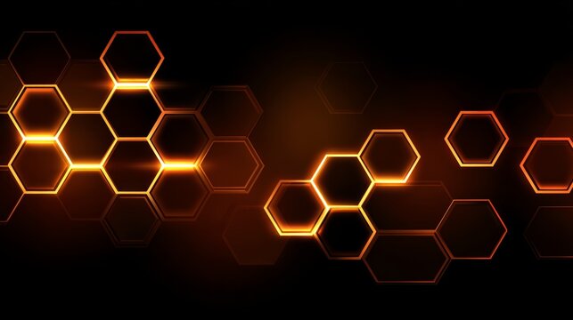 Glowing orange hexagon pattern on dark background for tech-themed visuals.
