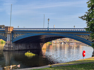 A morning walk along the river Trent in Nottingham, UK with Trent Bridge.