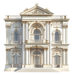 Fototapeta premium Grand Palace Facade Elegant Architecture Luxury Home Design, isolated on a transparent background