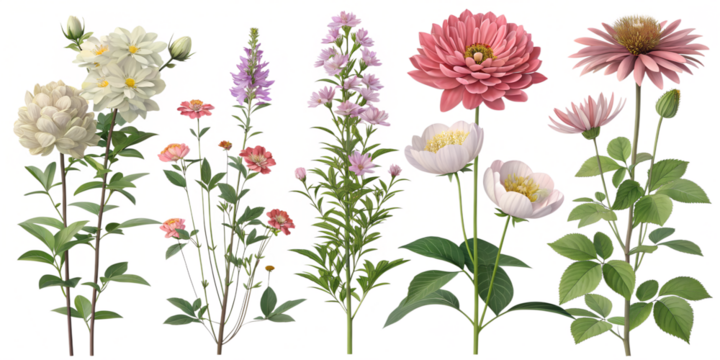 Vibrant collection of assorted flowers showcasing nature's beauty in a harmonious display of colors and textures throughout a sunny afternoon setting Generative AI