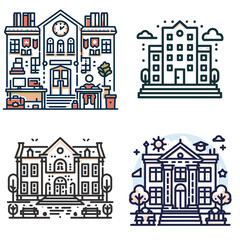 Fototapeta premium Collection of illustrated building designs in various styles 