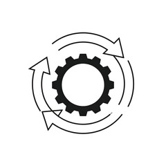 Gear with circular arrows icon isolated on transparent background