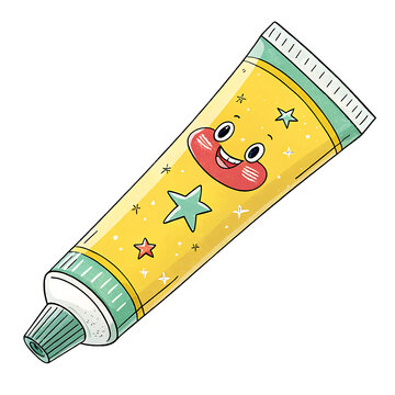 toothpaste tube cartoon isolated on white background