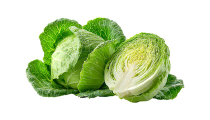 Obraz premium Raw Fresh Green Cabbage, isolated on transparent background, PNG