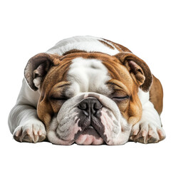 Obraz premium Adorable Bulldog Puppy Sleeping Peacefully Sweet Dreams, isolated on a transparent background