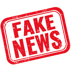 Red stamp fake news isolated on transparent background