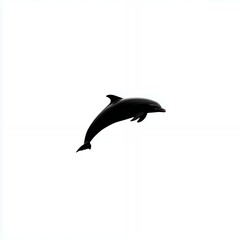 Fototapeta premium Dolphin Silhouette Gracefully Jumping Against a Flat White Background