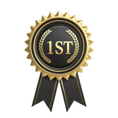 First place award badge gold and black