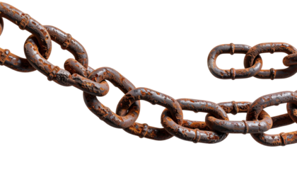 PNG Old rusty chain isolated on a transparent background.
