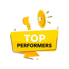 Top performers megaphone isolated on transparent background