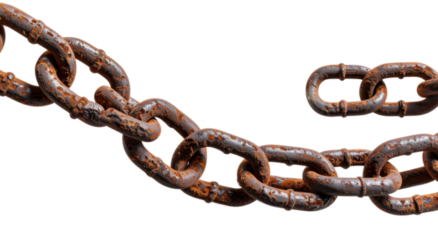 PNG Old rusty chain isolated on a transparent background.
