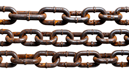 PNG Old rusty chain isolated on a transparent background.