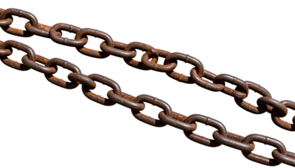 PNG Old rusty chain isolated on a transparent background.