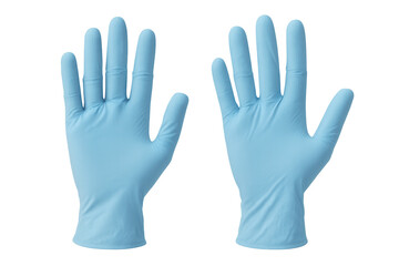 Obraz premium Two blue medical gloves open on transparent background