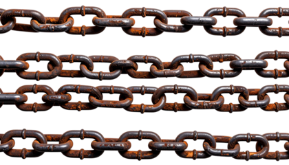 PNG Old rusty chain isolated on a transparent background.