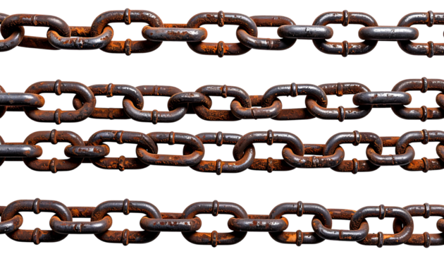 PNG Old rusty chain isolated on a transparent background. - Powered by Adobe