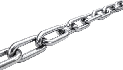 Obraz premium PNG Long silver metal chain link isolated on a transparent background.