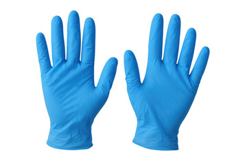 Obraz premium Two blue medical gloves open on transparent background