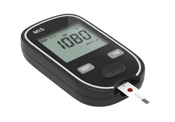 Digital Glucose Meter: Blood Sugar Monitoring Device isolated on transparent background